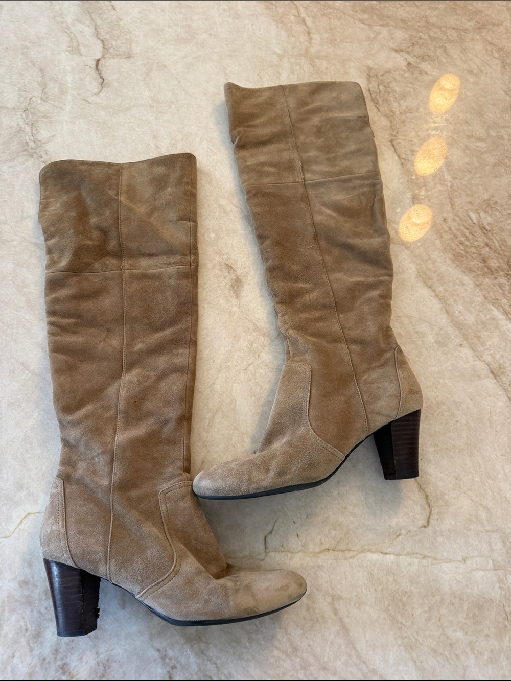 Women's Tall Suede Knee-High Boots in Taupe